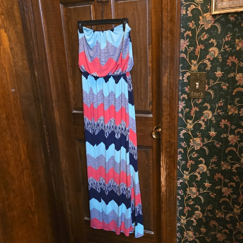 Multicolor Chevron Maxi Dress Sz M